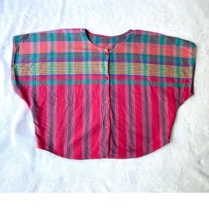 Vintage Madras plaid crop top button up